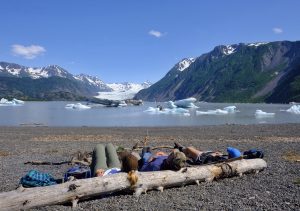 After a four-mile hike, hikers are rewarded with restful vistas of Grewingk Glacier Lake by Ryan Glanzer